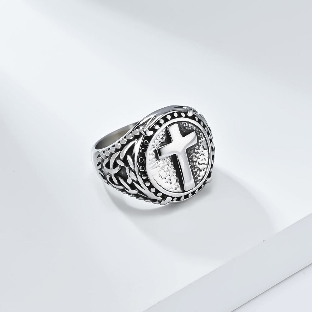 Christianartworkshop Minimalistischer Stil Kreuz Göttlicher Glaube Robuster Ring - image 1