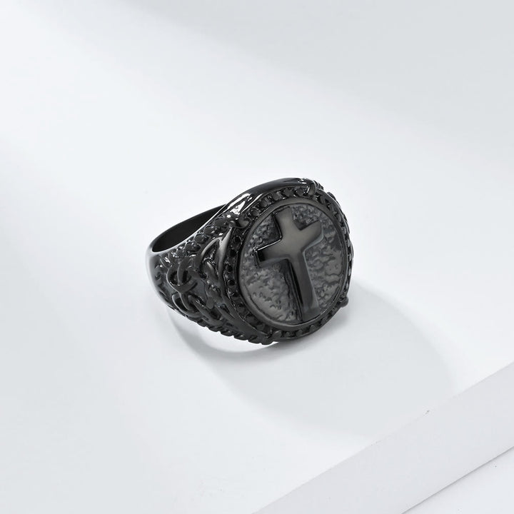 Christianartworkshop Minimalistischer Ring mit Kreuz, göttlicher Glaube, robust