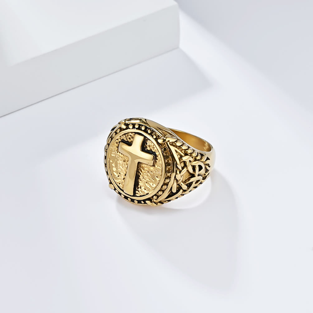 Christianartworkshop Minimalistischer Stil Kreuz Göttlicher Glaube Robuster Ring - image 6