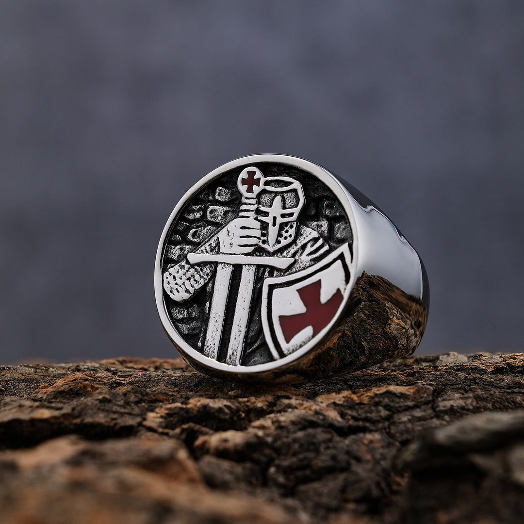 Christianartworkshop Retro-Ring im klassischen Stil der Tempelritter, Kreuz, göttlicher Glaube - US 13 - image 0