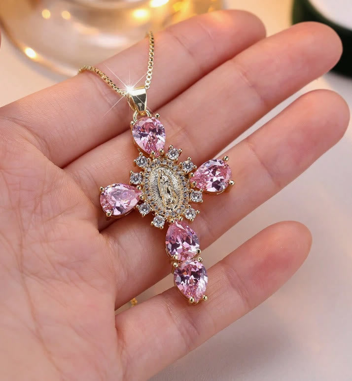 Christianartworkshop Diamant-Halskette mit Jungfrau-Maria-Kreuz - image 4