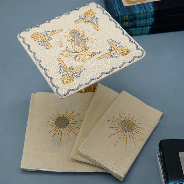 Christianartworkshop Kelchschleier und Purifikator-Set im klassischen Stil, religiöses Altarwäsche-Set