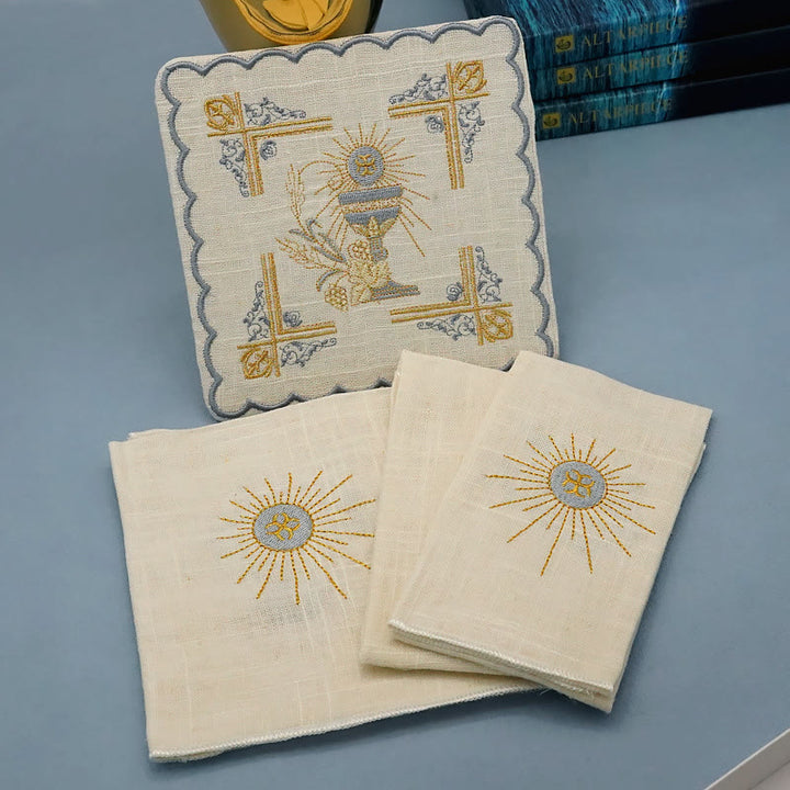 Christianartworkshop Kelchschleier und Purifikator-Set im klassischen Stil, religiöses Altarwäsche-Set