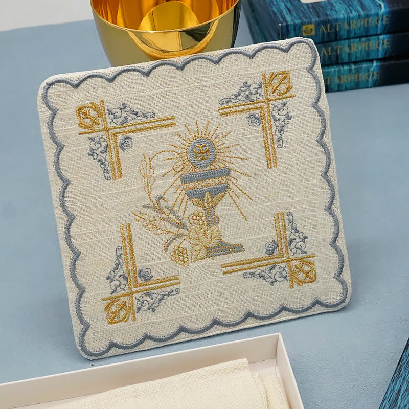 Christianartworkshop Kelchschleier und Purifikator-Set im klassischen Stil, religiöses Altarwäsche-Set