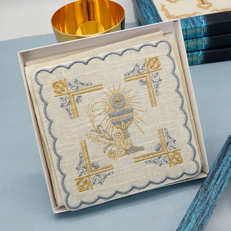 Christianartworkshop Kelchschleier und Purifikator-Set im klassischen Stil, religiöses Altarwäsche-Set