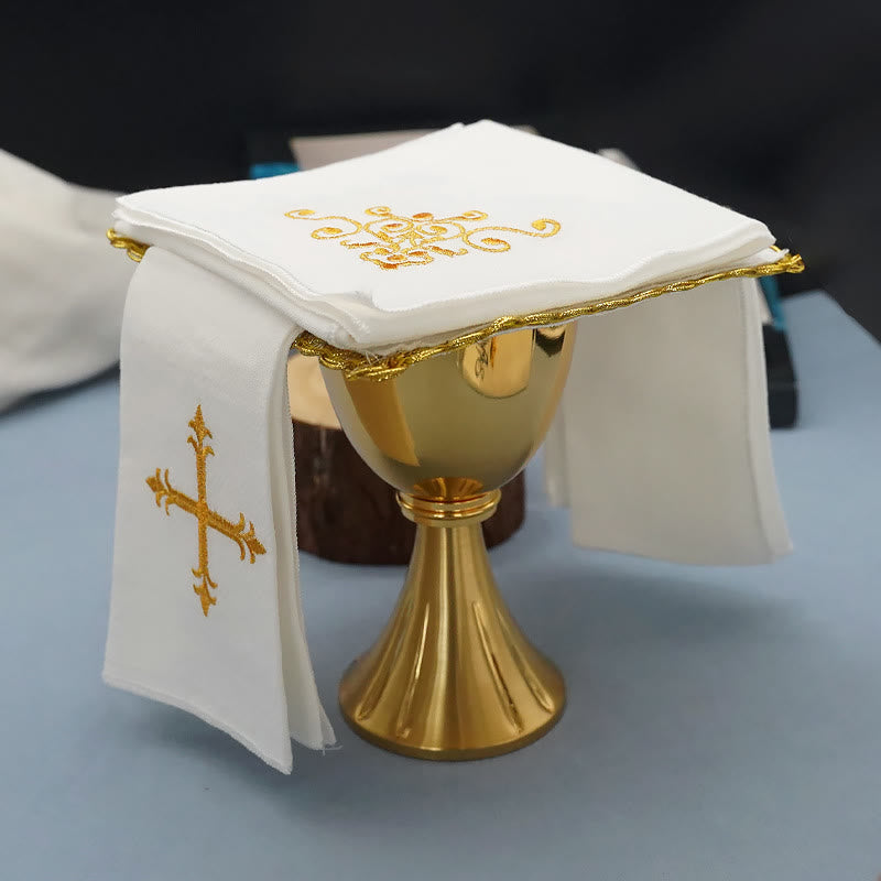 Christianartworkshop Klassischer Stil Golden Grace Kelchschleier & Purificator Set Religiöses Altarwäsche-Set