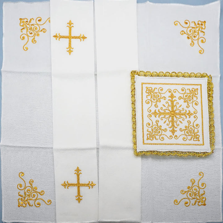 Christianartworkshop Klassischer Stil Golden Grace Kelchschleier & Purificator Set Religiöses Altarwäsche-Set