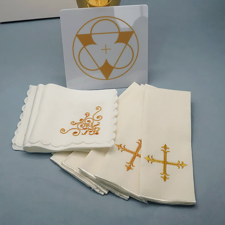 Christianartworkshop Göttliches Kreuz und Schriftrolle Kelchschleier & Purifikator-Set Religiöses Altarwäsche-Set