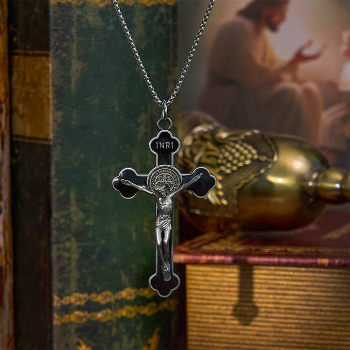 Christianartworkshop Halskette mit Anhänger im Retro-Stil, mehrfarbig, klassisches Kruzifix, Glaube, Schutz