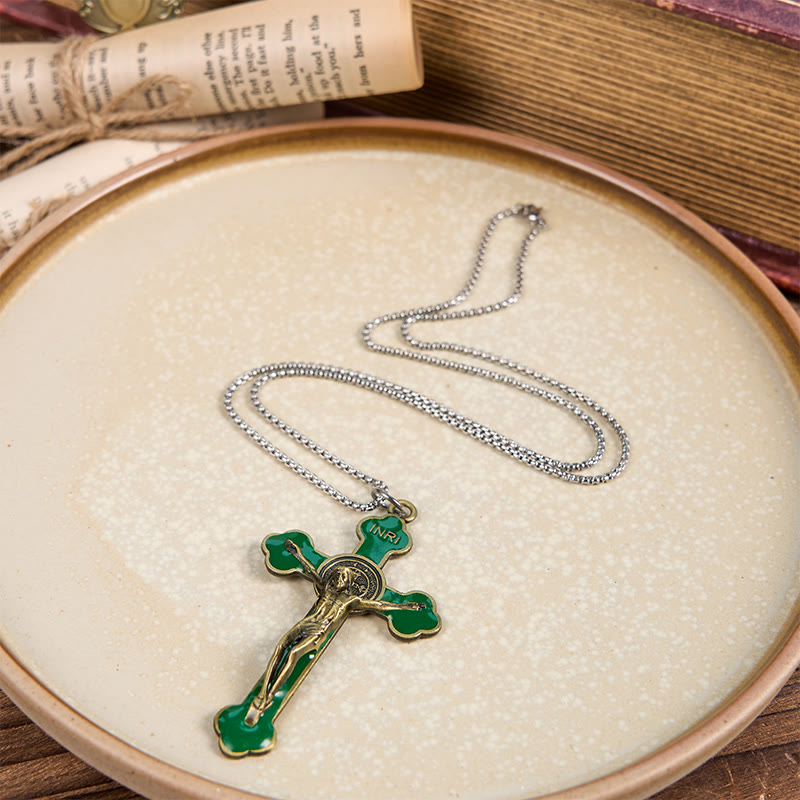 Christianartworkshop Halskette mit Anhänger im Retro-Stil, mehrfarbig, klassisches Kruzifix, Glaube, Schutz