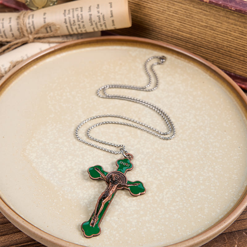 Christianartworkshop Halskette mit Anhänger im Retro-Stil, mehrfarbig, klassisches Kruzifix, Glaube, Schutz