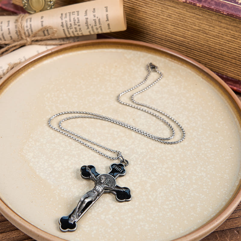 Christianartworkshop Halskette mit Anhänger im Retro-Stil, mehrfarbig, klassisches Kruzifix, Glaube, Schutz