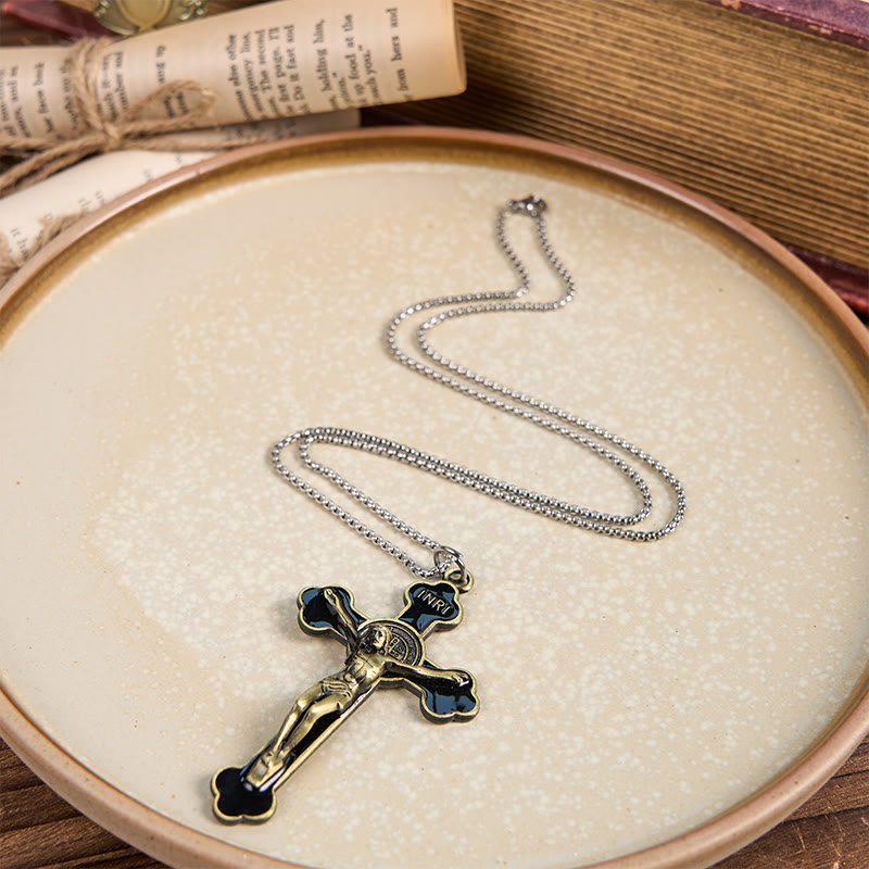 Christianartworkshop Halskette mit Anhänger im Retro-Stil, mehrfarbig, klassisches Kruzifix, Glaube, Schutz