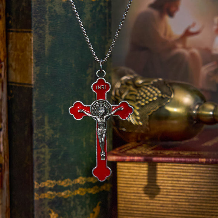 Christianartworkshop Halskette mit Anhänger im Retro-Stil, mehrfarbig, klassisches Kruzifix, Glaube, Schutz
