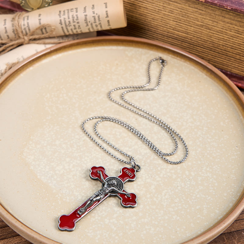 Christianartworkshop Halskette mit Anhänger im Retro-Stil, mehrfarbig, klassisches Kruzifix, Glaube, Schutz