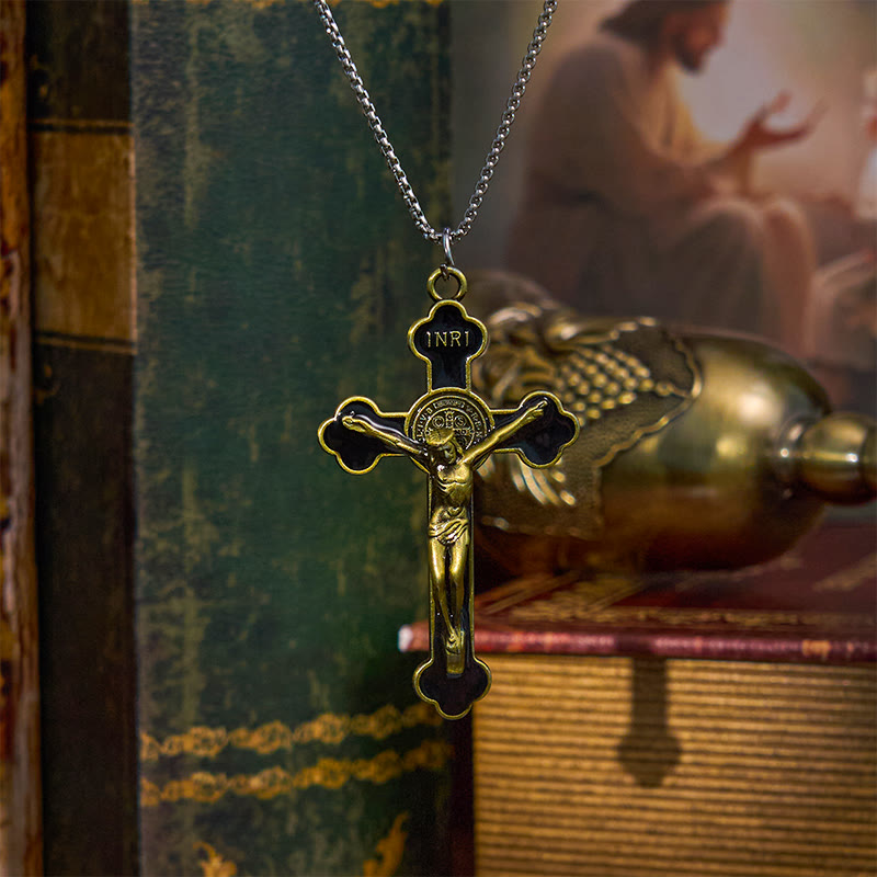 Christianartworkshop Halskette mit Anhänger im Retro-Stil, mehrfarbig, klassisches Kruzifix, Glaube, Schutz