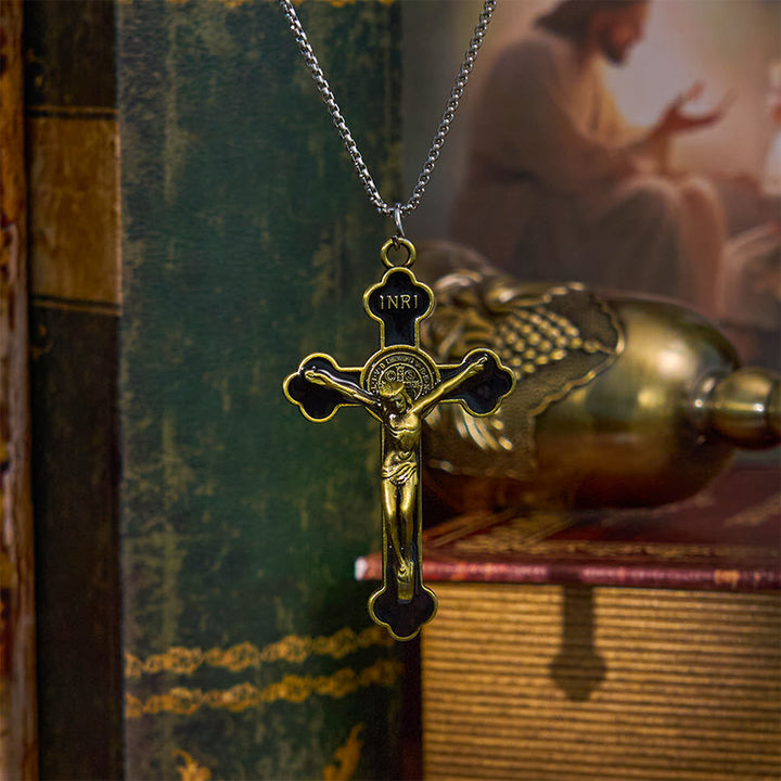 Christianartworkshop Halskette mit Anhänger im Retro-Stil, mehrfarbig, klassisches Kruzifix, Glaube, Schutz