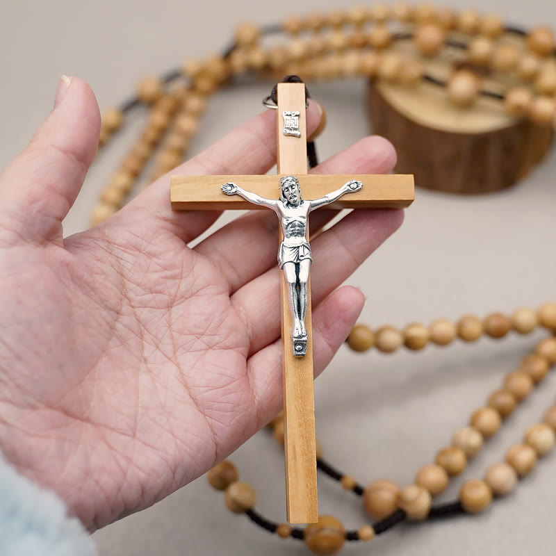 Christianartworkshop 12 mm Olivenholzperlen, fünfzehn Jahrzehnte Gebetsrosenkranz der Seligen