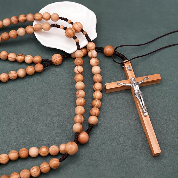 Christianartworkshop 12 mm Olivenholzperlen, fünfzehn Jahrzehnte Gebetsrosenkranz der Seligen
