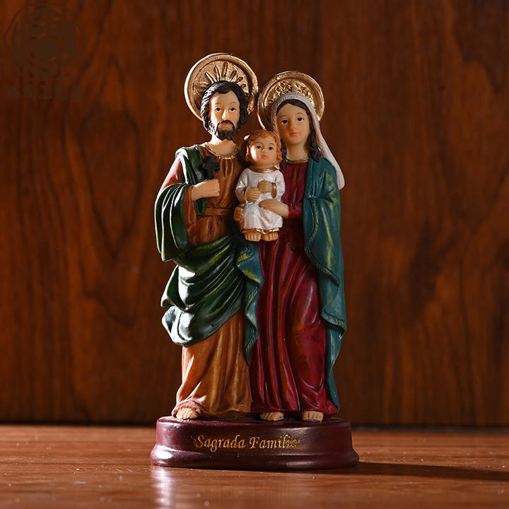 Christianartworkshop Farbiges Figurenset der Heiligen Familie, Schreibtischdekoration, Ornament