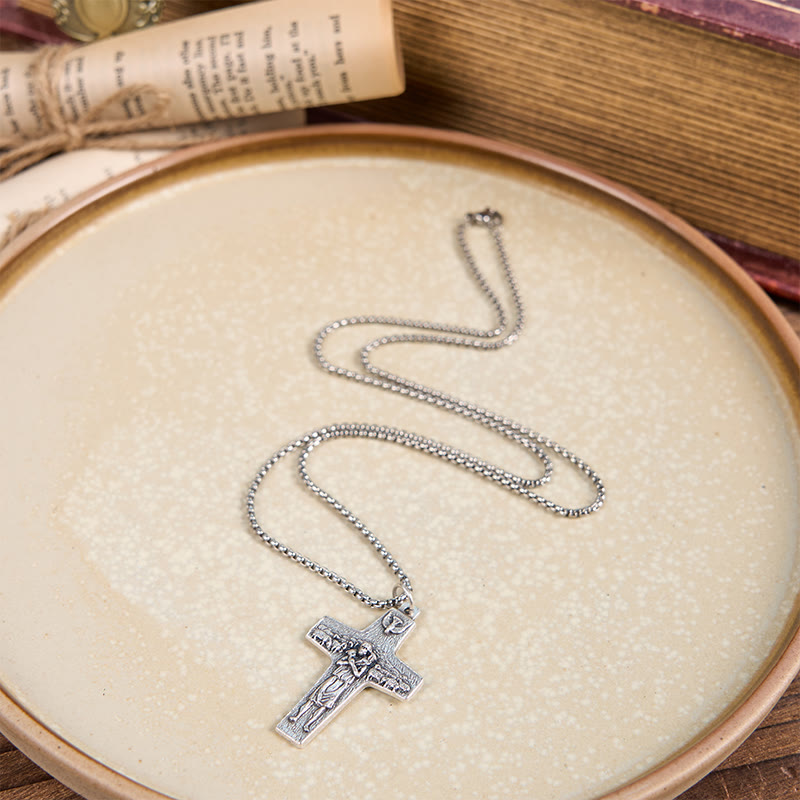 Christianartworkshop Halskette mit Anhänger im Retro-Stil „Jesus und seine Schafe, der gute Hirte“