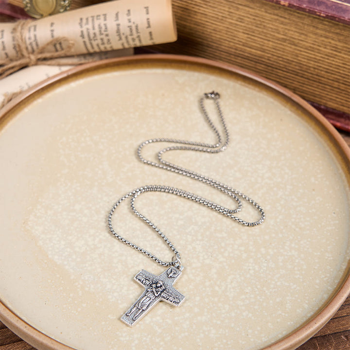 Christianartworkshop Halskette mit Anhänger im Retro-Stil „Jesus und seine Schafe, der gute Hirte“