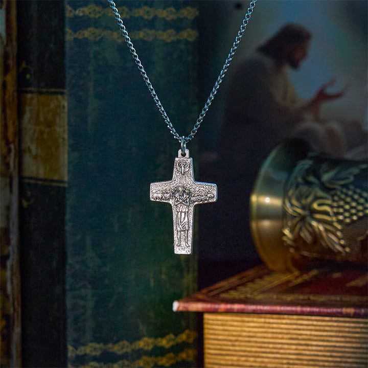 Christianartworkshop Halskette mit Anhänger im Retro-Stil „Jesus und seine Schafe, der gute Hirte“
