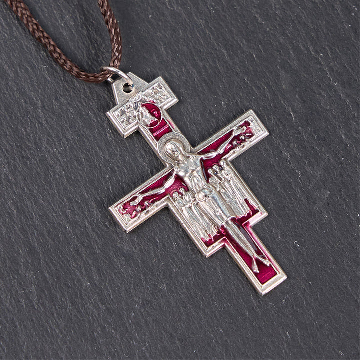 Christianartworkshop Halskette mit Kreuzanhänger des Heiligen Franziskus von San Damiano | Ein Symbol des Glaubens und des Friedens