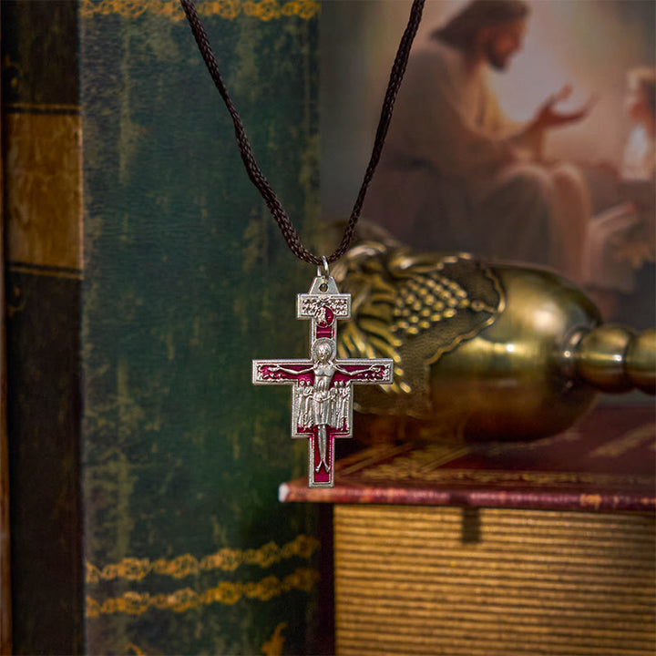 Christianartworkshop Halskette mit Kreuzanhänger des Heiligen Franziskus von San Damiano | Ein Symbol des Glaubens und des Friedens