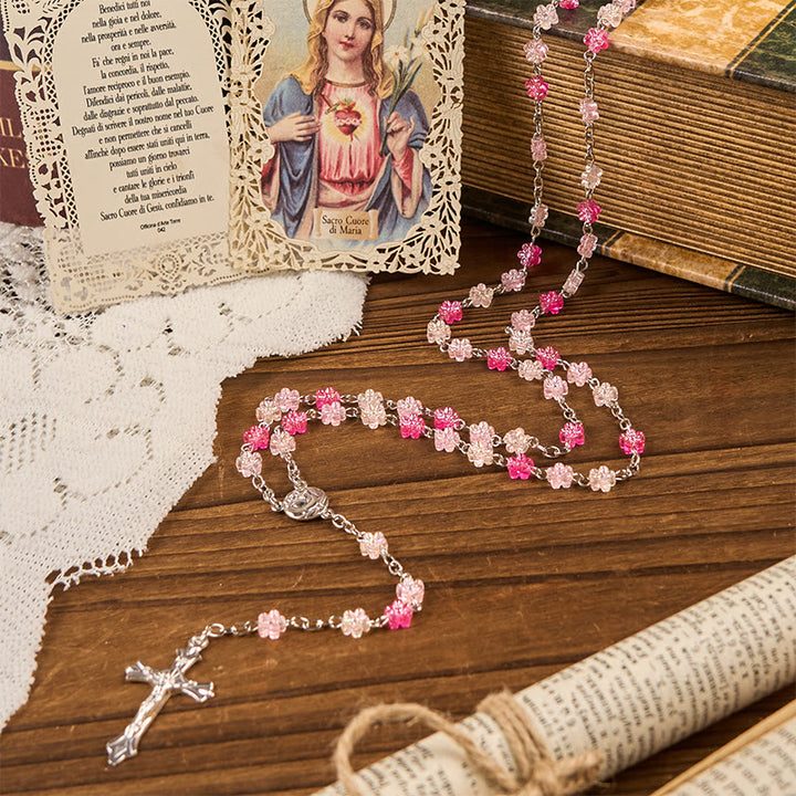 Christianartworkshop Rosenkranz mit Herz aus Dornen und Unsere Liebe Frau von Guadalupe, 10 mm Herz, grüne Glaslegierung