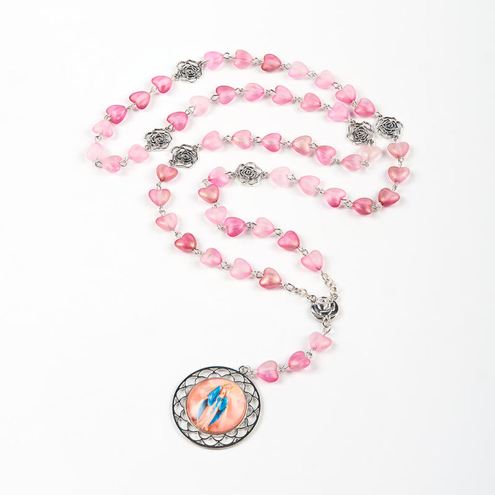 Christianartworkshop Rosenkranz mit 10 mm Herz, Rosenkranzkette aus Glaslegierung, mit wundertätiger Medaille - image 5