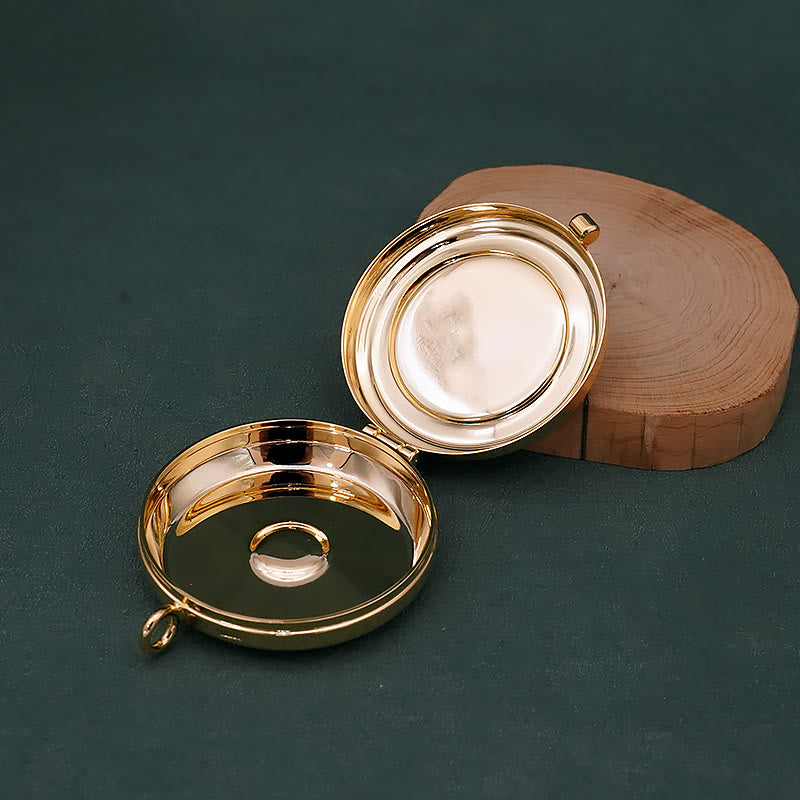 Christianartworkshop Vergoldete Pyxis mit Fisch- und Anker-Design – Tragbarer und eleganter Eucharistiehalter