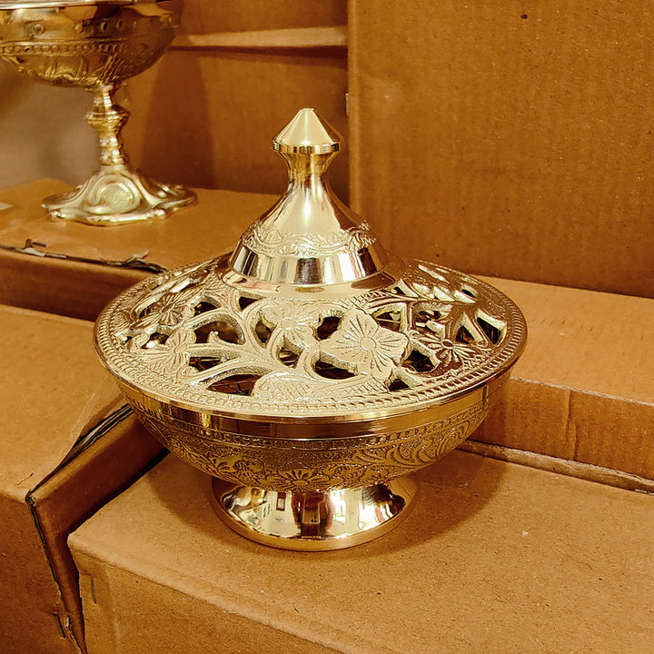 Christianartworkshop Eleganter goldener Weihrauchbrenner: Ein Symbol der Ehrfurcht und des Gebets