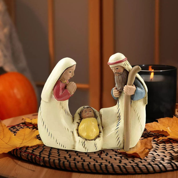 Christianartworkshop Weihnachtskrippenfiguren-Set der Heiligen Familie, Desktop-Dekoration, Ornament