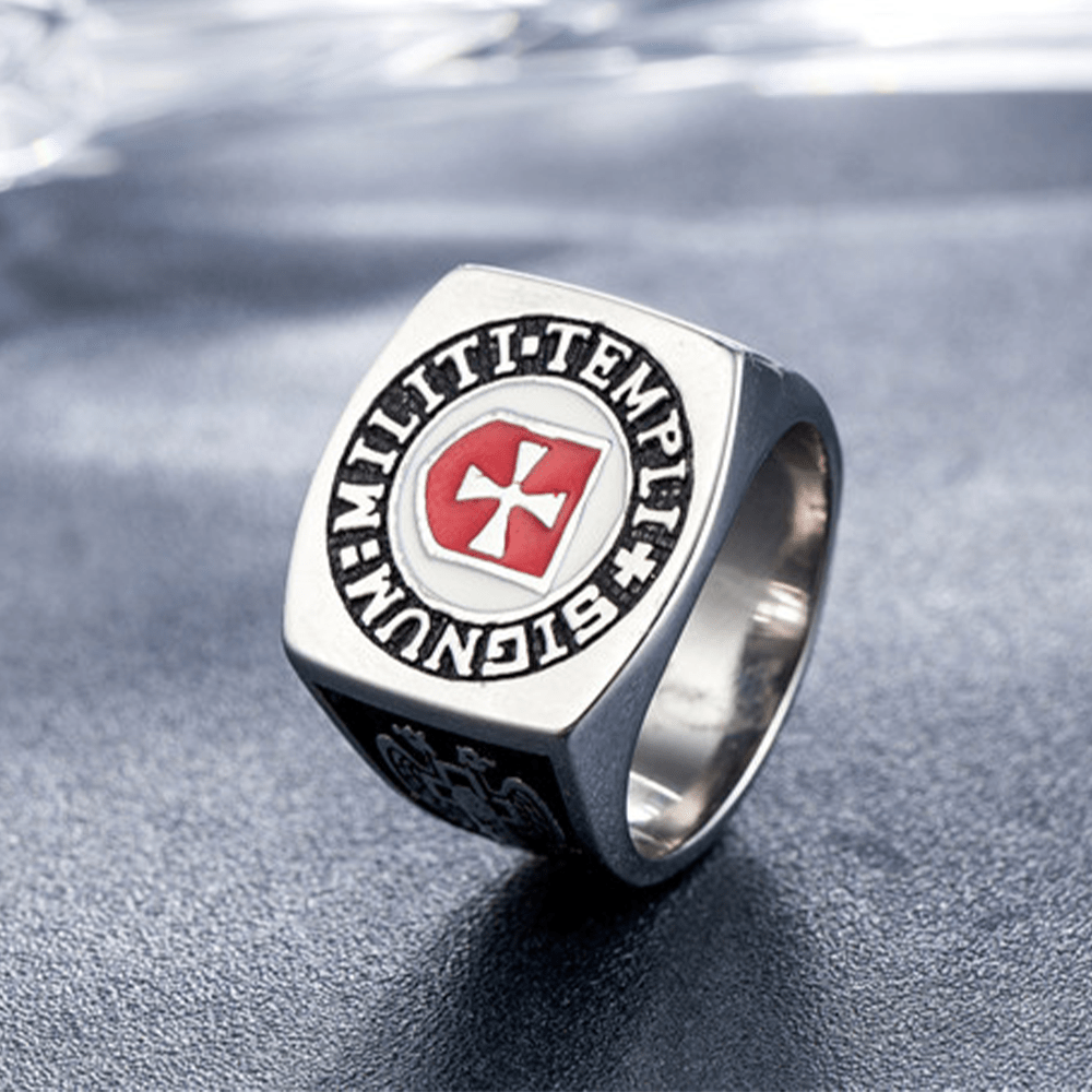 Christianartworkshop Retro-Ring im klassischen Stil der Tempelritter – Signum: Militi Templi