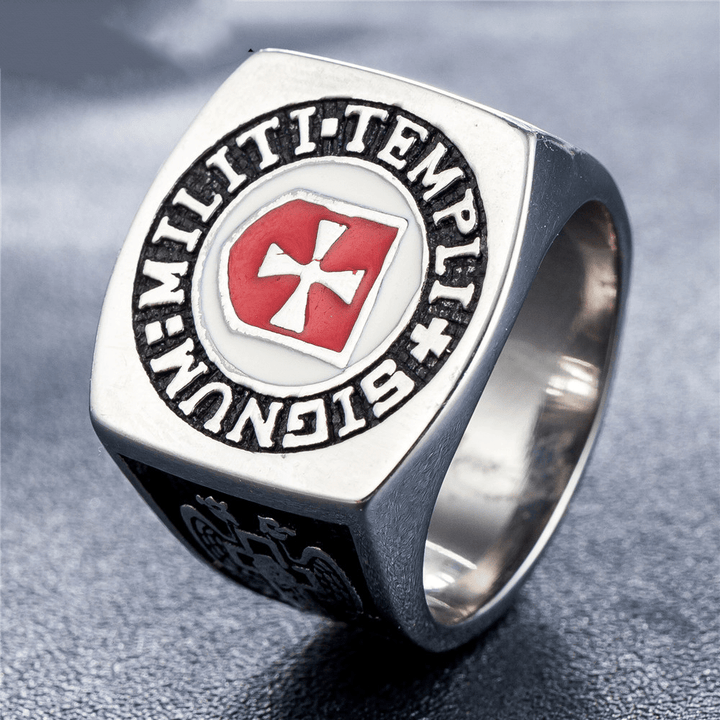 Christianartworkshop Retro-Ring im klassischen Stil der Tempelritter – Signum: Militi Templi