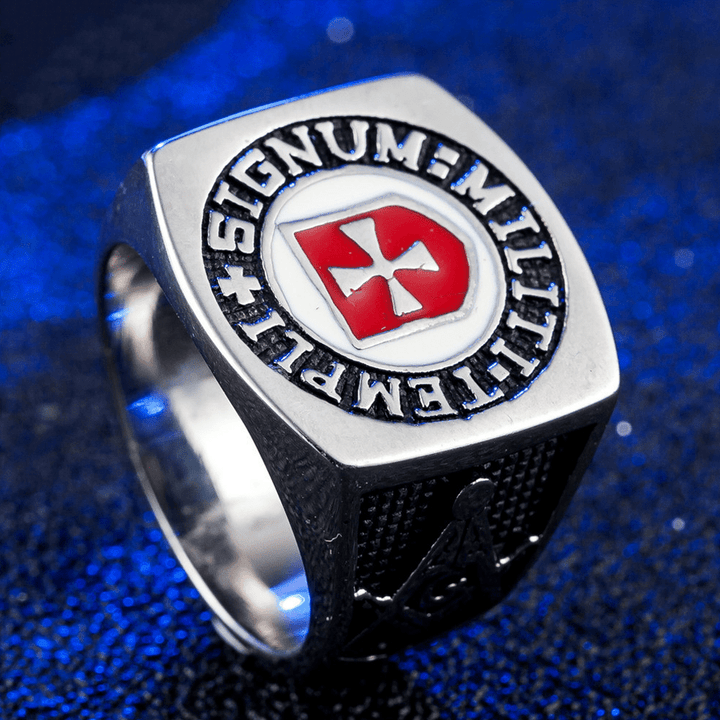 Christianartworkshop Retro-Ring im klassischen Stil der Tempelritter – Signum: Militi Templi