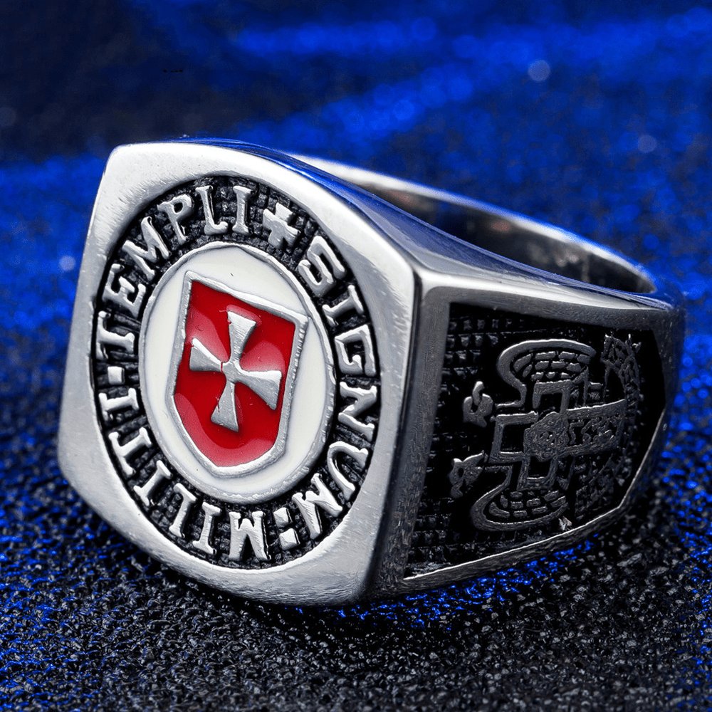 Christianartworkshop Retro-Ring im klassischen Stil der Tempelritter – Signum: Militi Templi