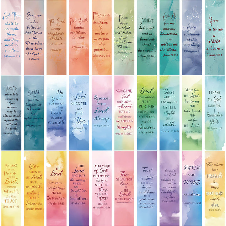 Christianartworkshop Lesezeichen mit inspirierenden Zitaten und Bibelversen, Aquarell, 30 Stück/Set