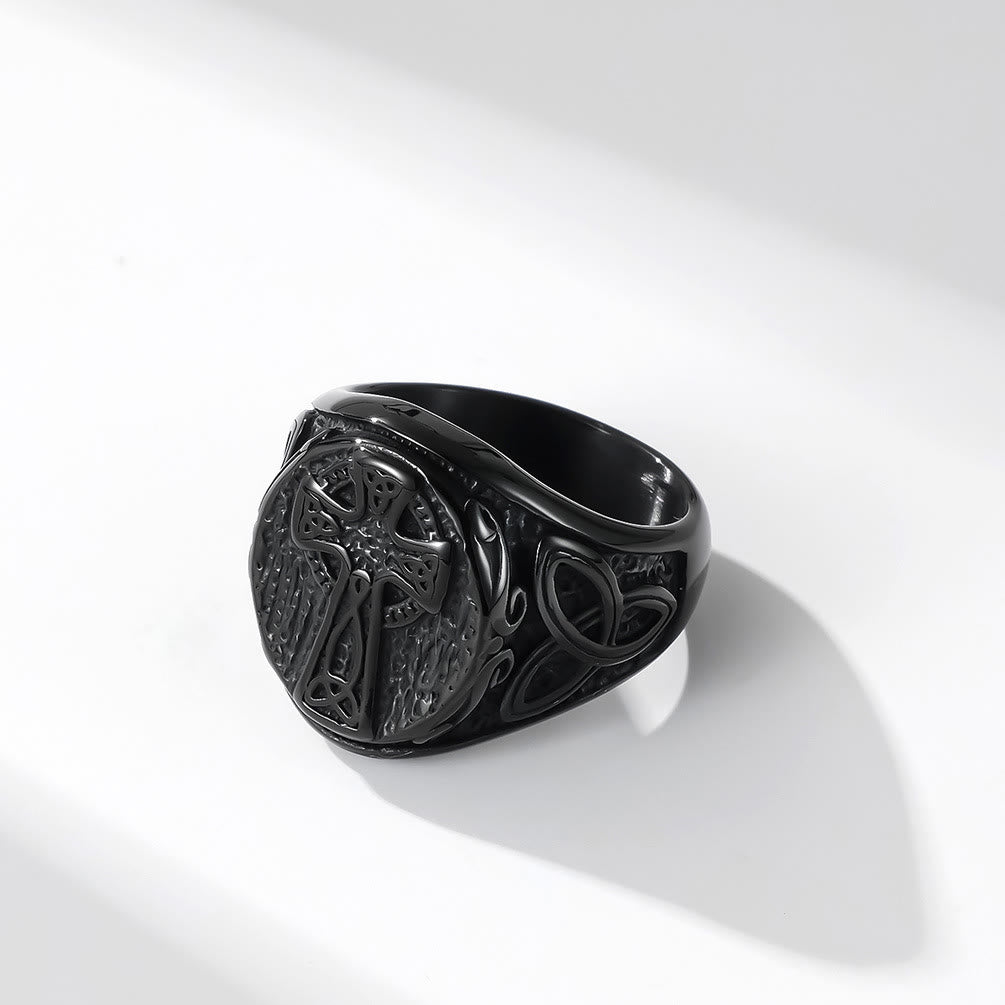 Christianartworkshop Ring mit keltischem Kreuz des ewigen Glaubens – Ein Symbol zeitloser Hingabe - Schwarz - US 13 - image 2