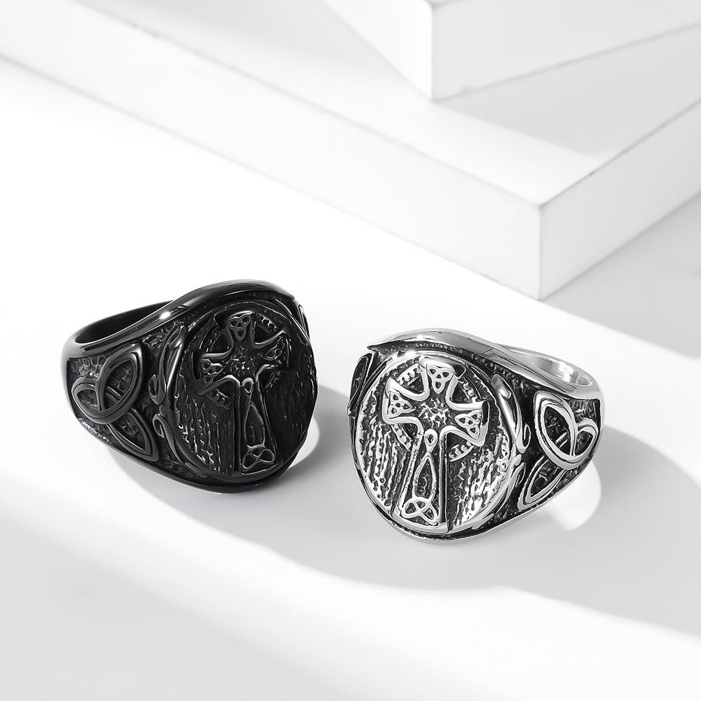 Christianartworkshop Ring mit keltischem Kreuz des ewigen Glaubens – Ein Symbol zeitloser Hingabe - Silber - US 8 - image 0