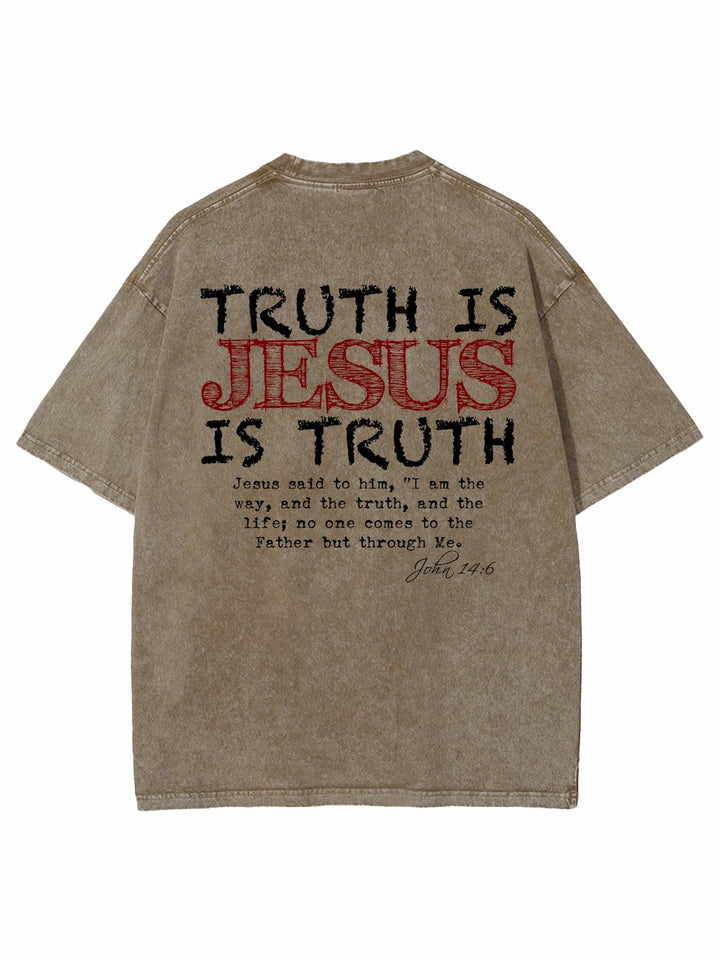 Christianartworkshop Wahrheit ist Jesus ist Wahrheit Unisex gewaschenes T-Shirt