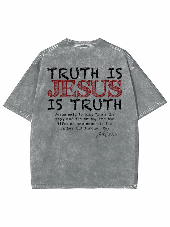 Christianartworkshop Wahrheit ist Jesus ist Wahrheit Unisex gewaschenes T-Shirt
