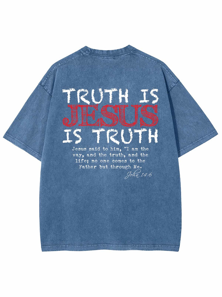 Christianartworkshop Wahrheit ist Jesus ist Wahrheit Unisex gewaschenes T-Shirt