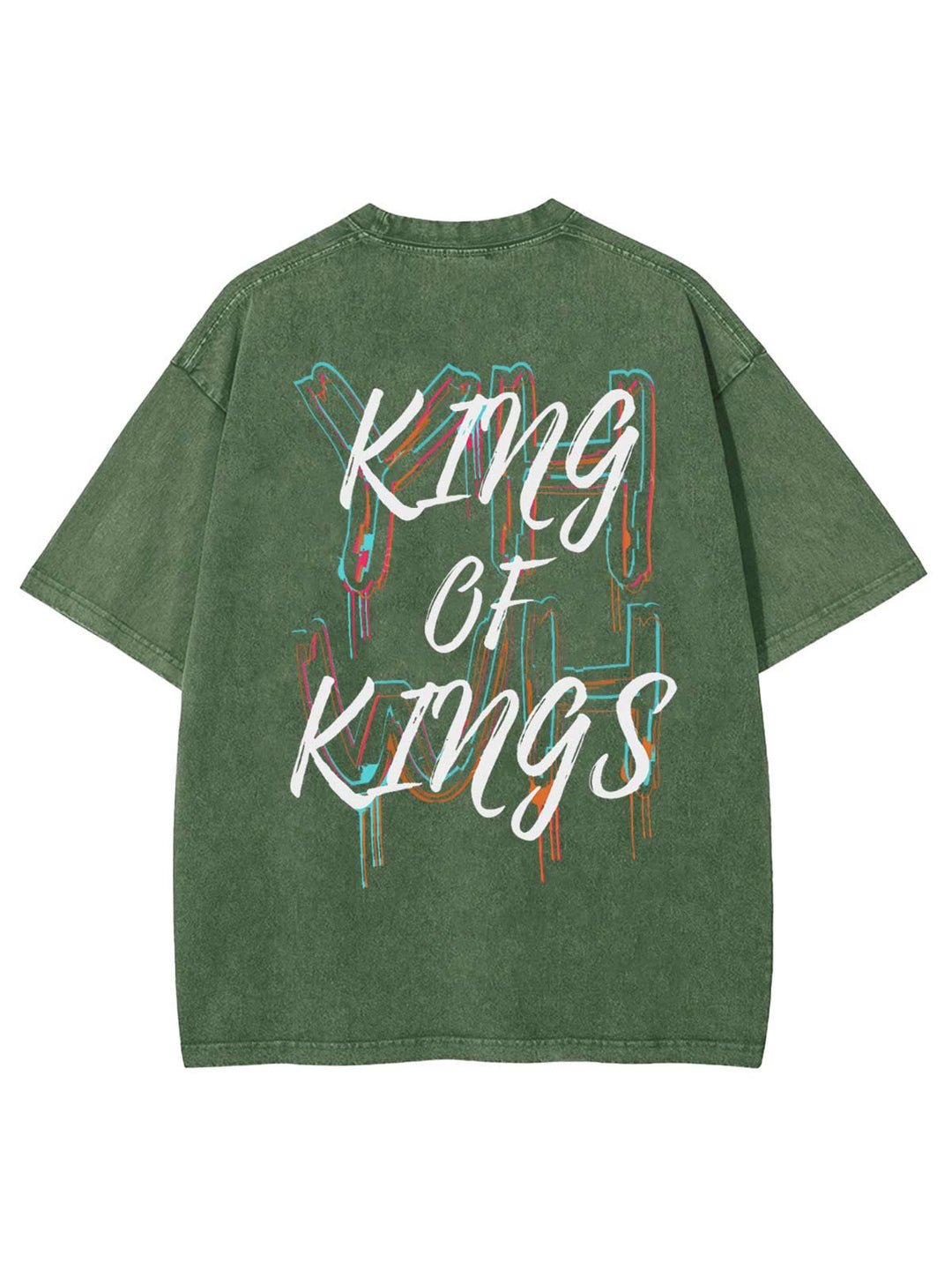 Christianartworkshop King Of Kings Unisex Washed T-Shirt - Armeegrün - 4XL - image 12