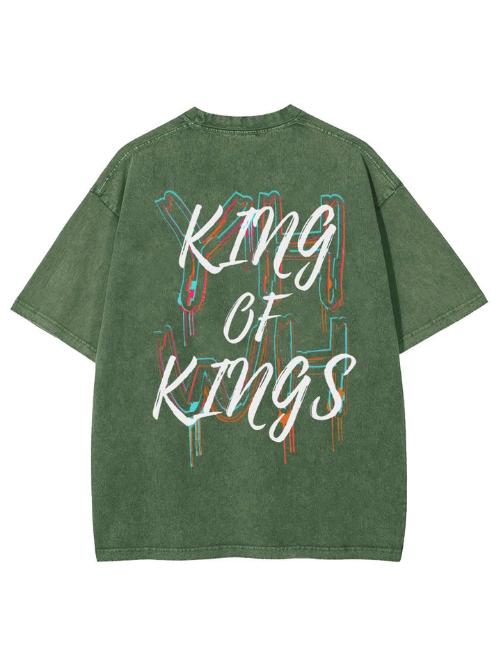 Christianartworkshop King Of Kings Unisex Washed T-Shirt - Armeegrün - 4XL - image 12