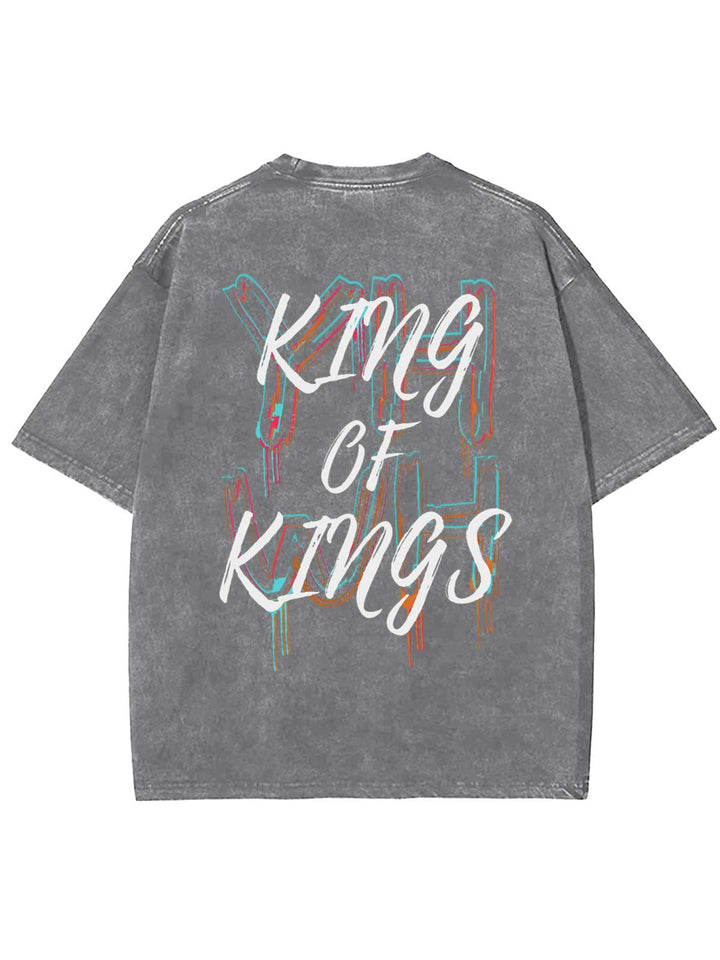 Christianartworkshop King Of Kings Unisex Washed T-Shirt - Grau - 4XL - image 14