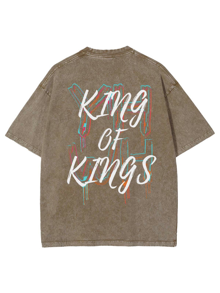 Christianartworkshop King Of Kings Unisex Washed T-Shirt - Khaki - 4XL - image 10