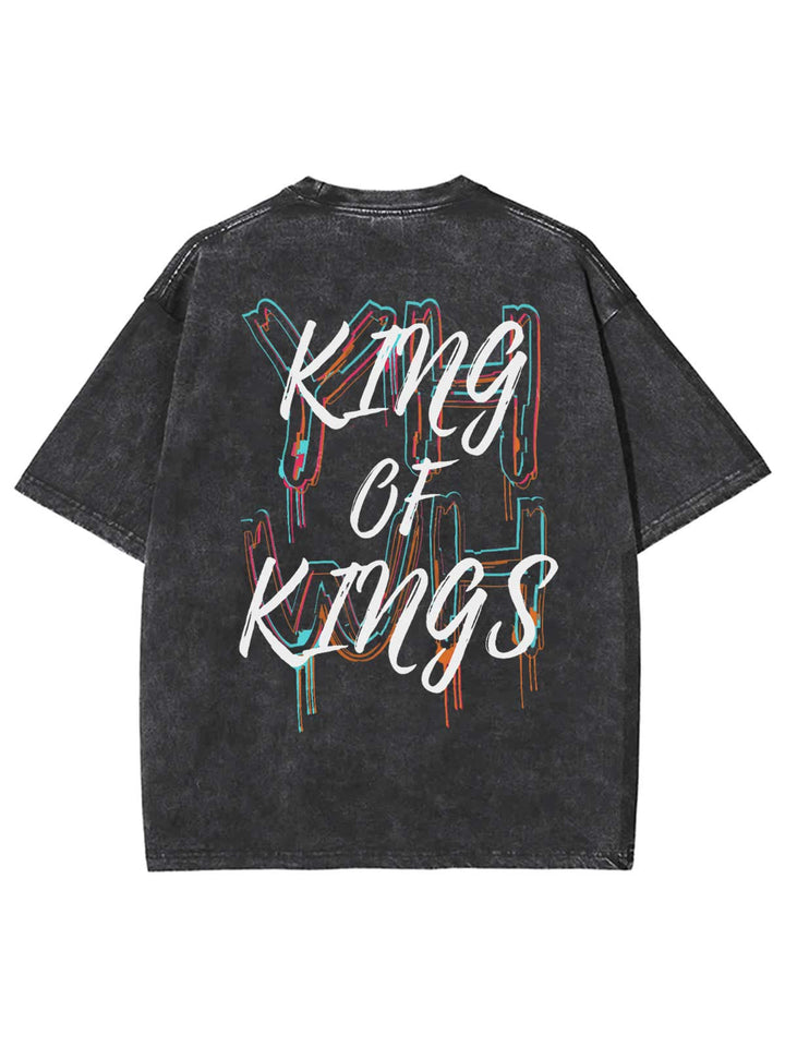 Christianartworkshop King Of Kings Unisex Washed T-Shirt - Schwarz - 4XL - image 2