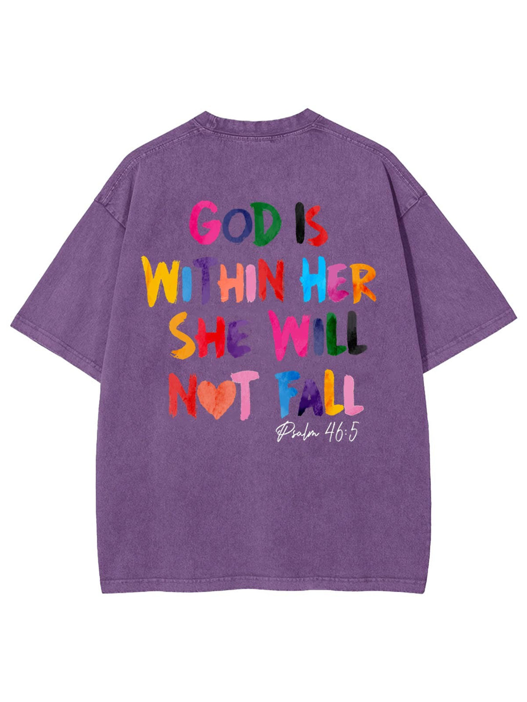 Christianartworkshop Gott ist in ihr, sie wird nicht fallen Unisex-T-Shirt (vorgewaschen) - Lila - 4XL - image 11